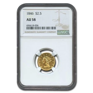 1846 $2.50 Liberty Gold Quarter Eagle AU-58 NGC - Picture 1 of 3