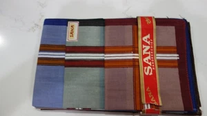 SANA Men's 100% Cotton Handkerchief 15" X 15" 4 Multi-Color Total 12 New in Bag - Picture 1 of 10