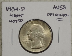 1934-D Washington Quarter, Light Motto, Choice Almost Uncirculated   1013-02 - Picture 1 of 4