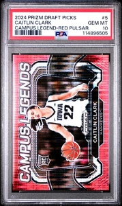 2024 PANINI PRIZM CAMPUS LEGENDS 5 CAITLIN CLARK RED PULSAR /299 PSA 10 6505 - Picture 1 of 2