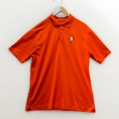 Nike Illinois Fighting Illini Polo Shirt Mens Large Orange NCAA Golf Dri Fit - Image 1 of 4
