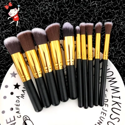 Juego de brochas de maquillaje base en polvo sombra de ojos cepillo de labios cepillo cosmético 10 piezas EE. UU. Foto 1 de 4