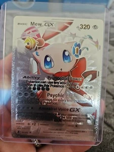 Mew GX Silver Foil Fan Art Vinyl Collector Pokemon Card 127/255 Pink - Picture 1 of 5