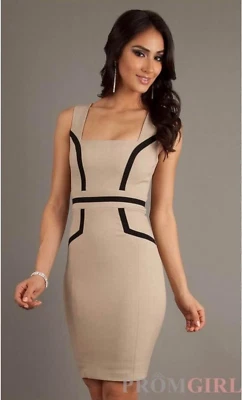 vintage xoxo tan square neck sheath dress - Image 1 of 4