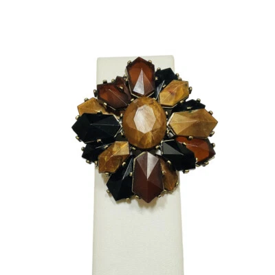 Broche Flor Coldwater Creek Marrón Floral Prendedor Foto 1 de 4