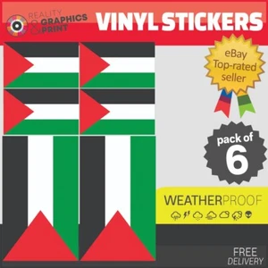 6 x PALESTINE Flag Stickers Decal Vinyl Car Van Laptop Waterproof Palestinian - Picture 1 of 1