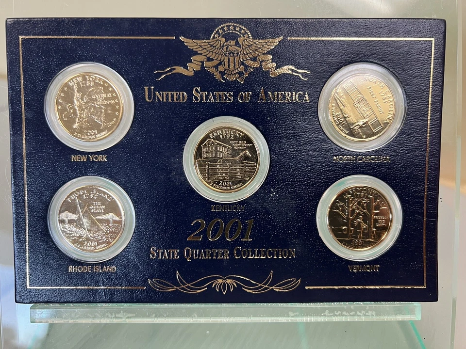 2001 US State Quarter Collection "24 KT Gold Plated" Set of 5 - Image 1 of 4