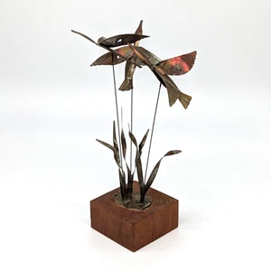 Vintage Brutalistische Metallkunst Skulptur Enten im Flug Vögel fliegen MCM - Bild 1 von 8