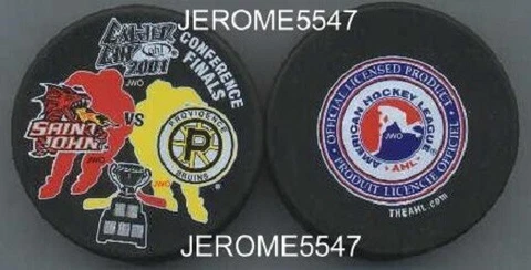 2001 SAINT JOHN FLAMES vs PROVIDENCE BRUINS CALDER CUP PLAYOFF PUCK - #DL Cover