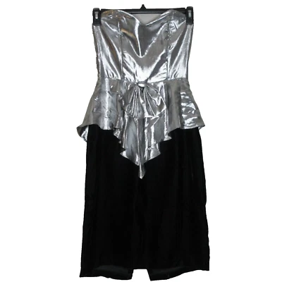 Fredricks Of Hollywood Vintage Womens Black Velvet Strapless Midi Dress 9/10 B31 - Image 1 of 4