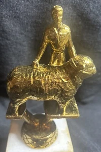 Vintage Heavy Metal Sheep Showmanship Trophy Topper NOS 1970’s 5”x2 3/4” - Bild 1 von 5