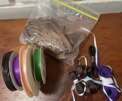Ribbon Remnants • Medley of Vintage 1/4" Ribbon Multiple Colors, Brands - Image 1 of 4
