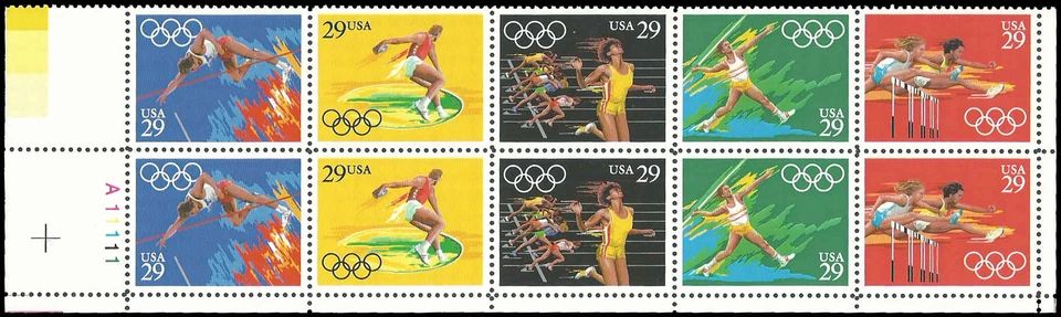 US #2553-2557 MNH Plate Block 1991 Discus Pole Vault Javelin Hurdles [A11111] - Image 1 of 1