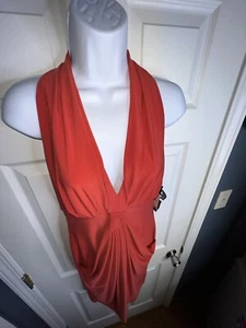 NWT Nine West Women’s 4 Red Jersey Halter Cocktail Dress Small Draped S - Picture 1 of 20