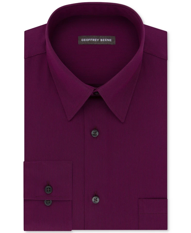 Camisa de vestir Geoffrey Beene púrpura a rayas ceniza calce regular manga larga 16 34-35 Foto 1 de 1