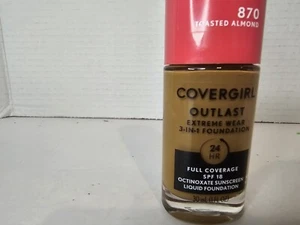 COVERGIRL Outlast Extreme Wear 3-in-1 Foundation #870 Toasted Almond 1 Fl Oz - Picture 1 of 3