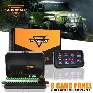 AUXBEAM 8 Gang Switch Panel Toggle Control Relay System Blue Backlit Car Truck - Picture 1 of 12