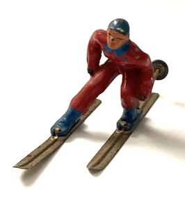 Vintage Barclay Lead Toy Skier Skiing Figure w/ Poles - Picture 1 of 9