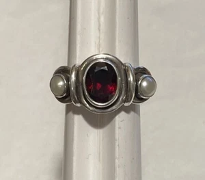 ¿Granate Nicky Butler? Anillo de perlas talla 6 solitario cabujón piedra preciosa pesada - Imagen 1 de 7