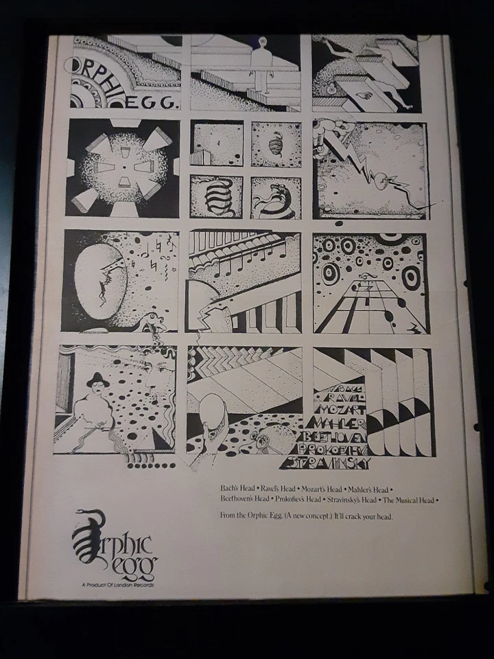 Orphic Egg London Records Rare Original Classical Music Promo Poster Ad Framed  - Image 1 of 1