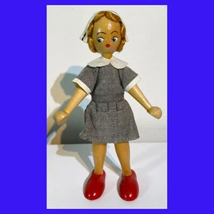 Vintage 7" WOODEN NURSE Painted Doll "MADE IN POLAND" Sticker - Picture 1 of 5