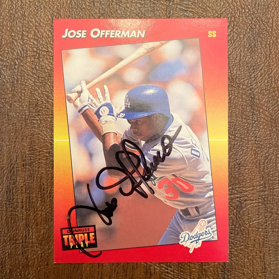 JOSE OFFERMAN 1992 LEAF DONRUSS TRIPLE AUTOGRAPHED SIGNED AUTO BASEBALL CARD 153 - Image 1 of 1
