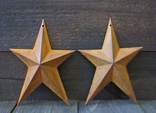 Lot of 2 Rusty Whimsical Tin Barn Stars 8 inches Primitive Country Rusted Metal 