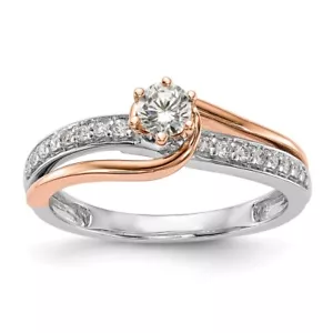 0.38Ct Lab Grown Diamond By-Pass Engagement Ring Size 7 10K Two-Tone Gold - Picture 1 of 9
