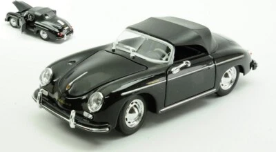 MODELLINO AUTO STATICO WELLY PORSCHE 356A SPEEDSTER CLOSED NERO SCALA 1:24 - Immagine 1 di 2