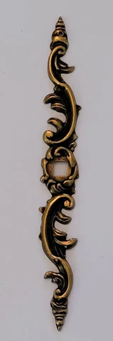NOS NEW OLD STOCK ORNATE DETAIL Vintage Brass Backplate DOOR KNOB PULL  6" Cover