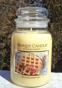 Yankee Candle BELGIAN WAFFLES Returning Favorite 22 oz LARGE JAR Candle NEW - Picture 1 of 2