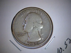 1935-S  UNITED STATES SILVER WASHINGTON QUARTER - Picture 1 of 2