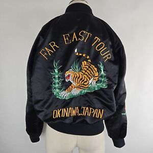 Vintage 80's Sukajan Far East Tour Okinawa Japan Jacket Embroidered Tiger Size M