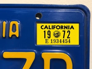 1972 California License Plate Registration Sticker, YOM, CA DMV - Bild 1 von 2