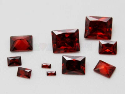 Garnet CZ Rectangle 2x4 4x6 6x8 8x10 10x12 mm Loose Cubic Zirconia Gemstone AAA - Image 1 of 4