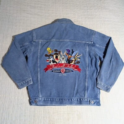 Chaqueta vaquera vintage años 90 Looney Tunes con cordón camionero Warner Bros juvenil XL Foto 1 de 4