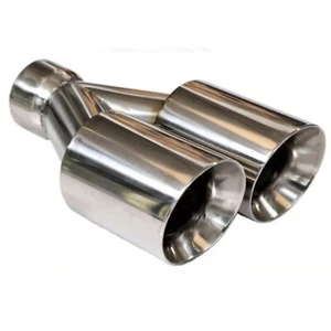 Mach-Speed Universal Exhaust Tip Double Wall Slant Cut Stainless Steel ET-025 - Picture 1 of 1