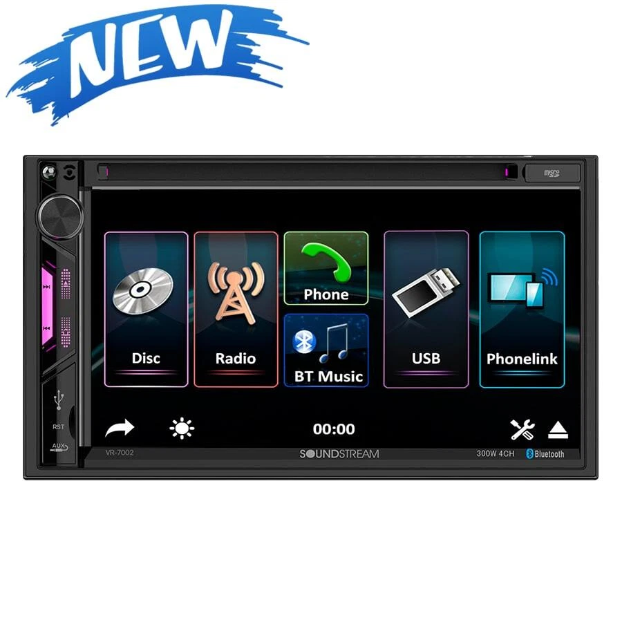 Soundstream VR-7002 7” 2-DIN DVD Multimedia w/ Android PhoneLink - Image 1 of 3