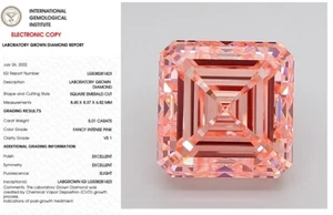5.01 Asscher Lab Grown Diamond For Engagement Ring IGI Fancy Intense Pink VS1 - Picture 1 of 10