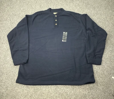 VTG St Johns Bay Pullover Sweater Mens Large Tall Navy Blue Fleece Henley - Image 1 of 4