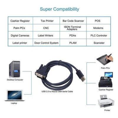 USB To RS232 Converter 1.1 2.0 3.0 Type A To DB9 9 Pin Male Serial For  - Image 1 of 4