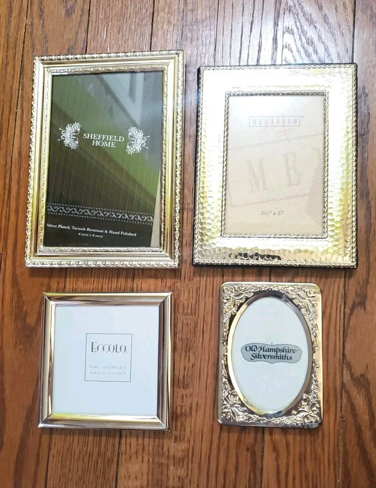 Lote De Colección De 4 Marcos De Fotos Plateados Estilo Caballete Plateado Foto 1 de 4