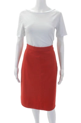 Falda lápiz Lanvin Paris para mujer hasta la rodilla rojo cereza lana talla 42 EUR Foto 1 de 4