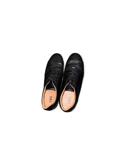 zara mens black leather fashion sneakers low size 12 2210/220/800 - Picture 1 of 5