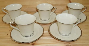 Lenox Solitaire Platinum (5) Cup & Saucer SETS   (B19) - Picture 1 of 10