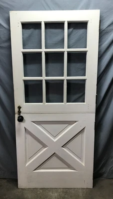 Antique VTG Solid Wood Entryway Shabby Dutch Door 9 Lite 36x79 Chic Old 1427-25B - Image 1 of 4