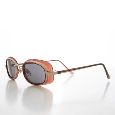 Brown Silver Goggle Side Shield 90s Vintage Sunglass Gray Lens- Mythic - Image 1 of 3