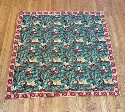 Tapeçaria tapeçaria vintage arte tecido renascentista pombas de Nova York floral 56”x 56” - Imagem 1 de 4