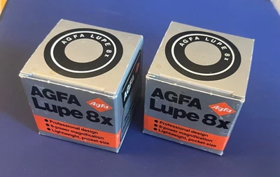 AGFA LUPE 8x,  MAGNIFIER - (2) new -  famous "shot-glass" - MADE IN GERMANY - Image 1 of 2
