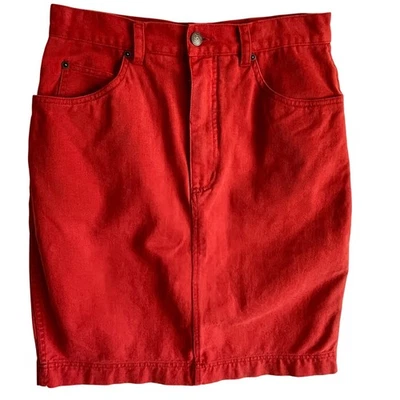 Carole Little Sport Red Denim Skirt Size 12 Cotton Casual Classic - Image 1 of 4